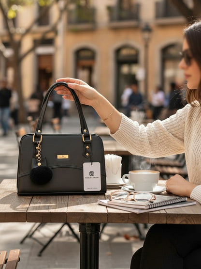 Bolso Estructurado Mediano June - Negro y Beige