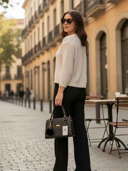 Bolso Estructurado Mediano June - Negro y Beige