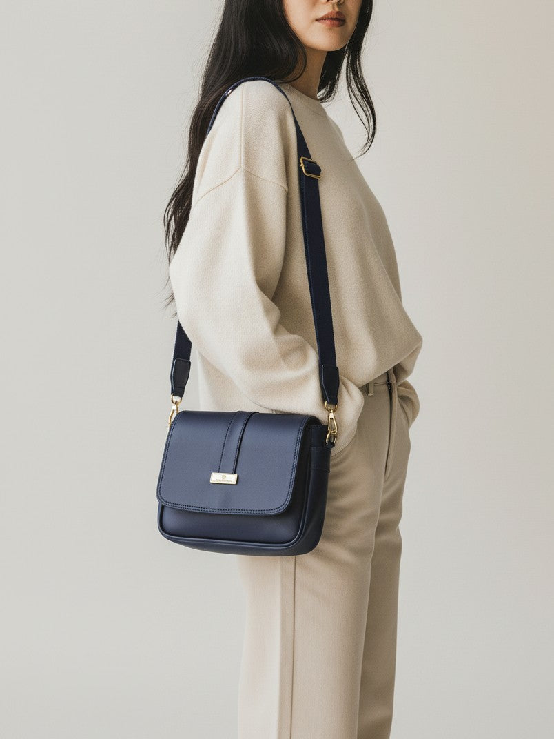 Bolso Manos Libres Lady - Negro, Beige y Azul