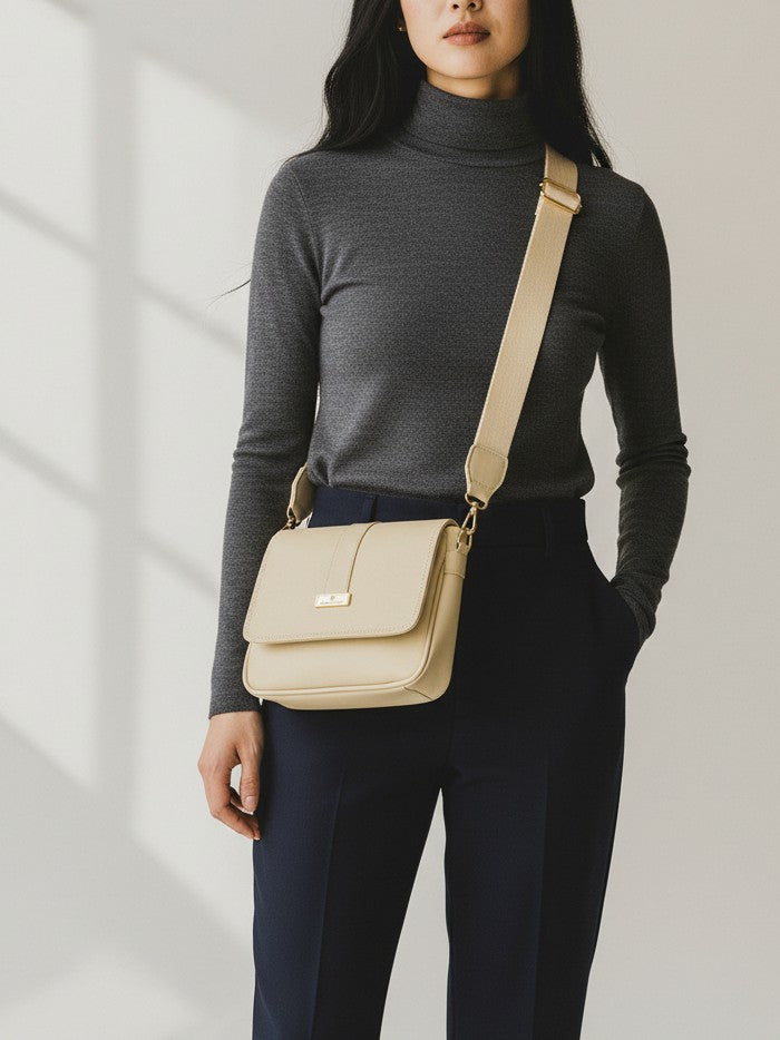 Bolso Manos Libres Lady - Negro, Beige y Azul