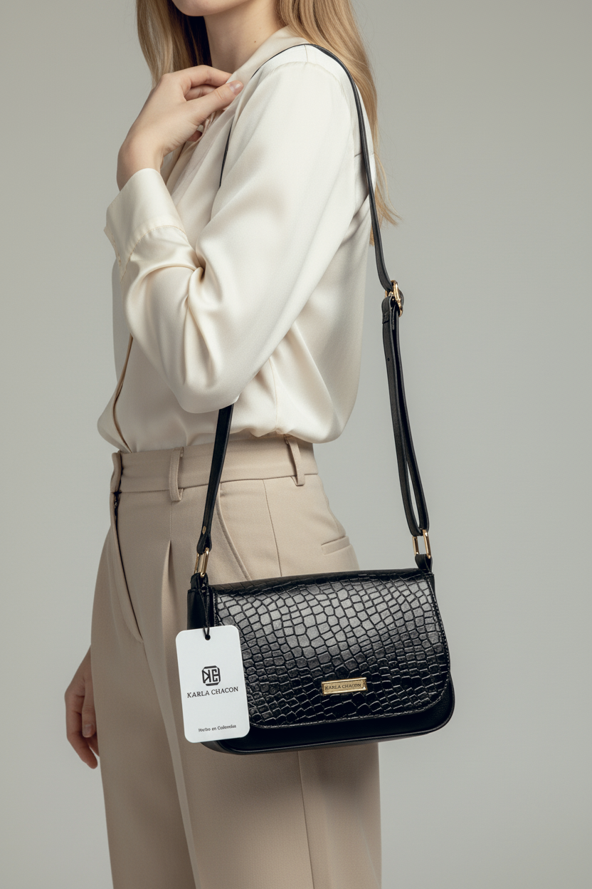 Bolso Manos Libres Lara - Negro y Beige