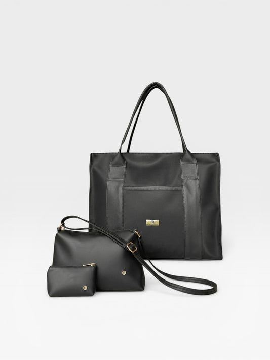 Set de tres piezas Combo Shopper Laura + Manos libres Cuba + Monedero