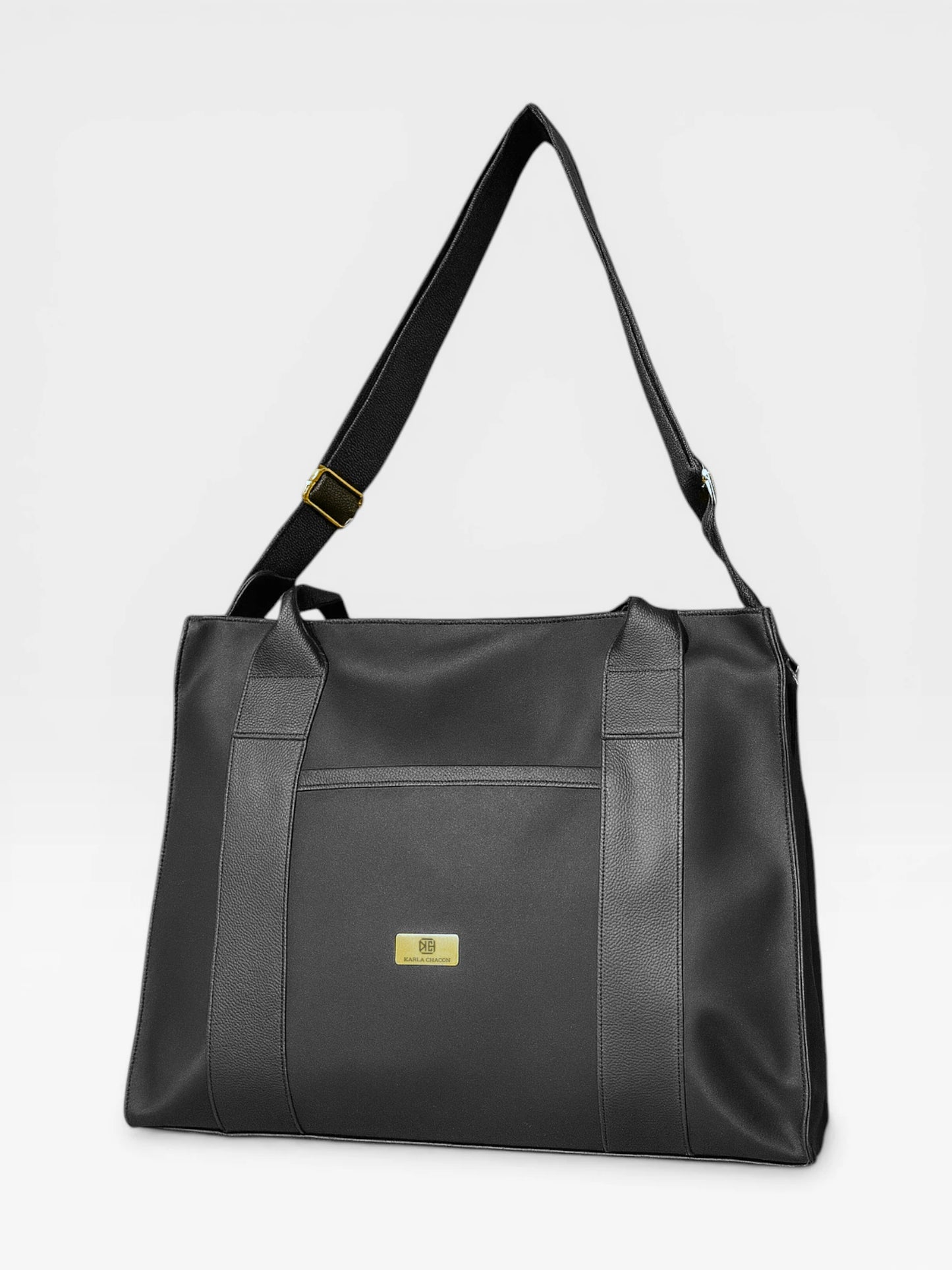 Bolso Cartera Shopper Tote Bag Con Strap Removible Color Negro (Laura)