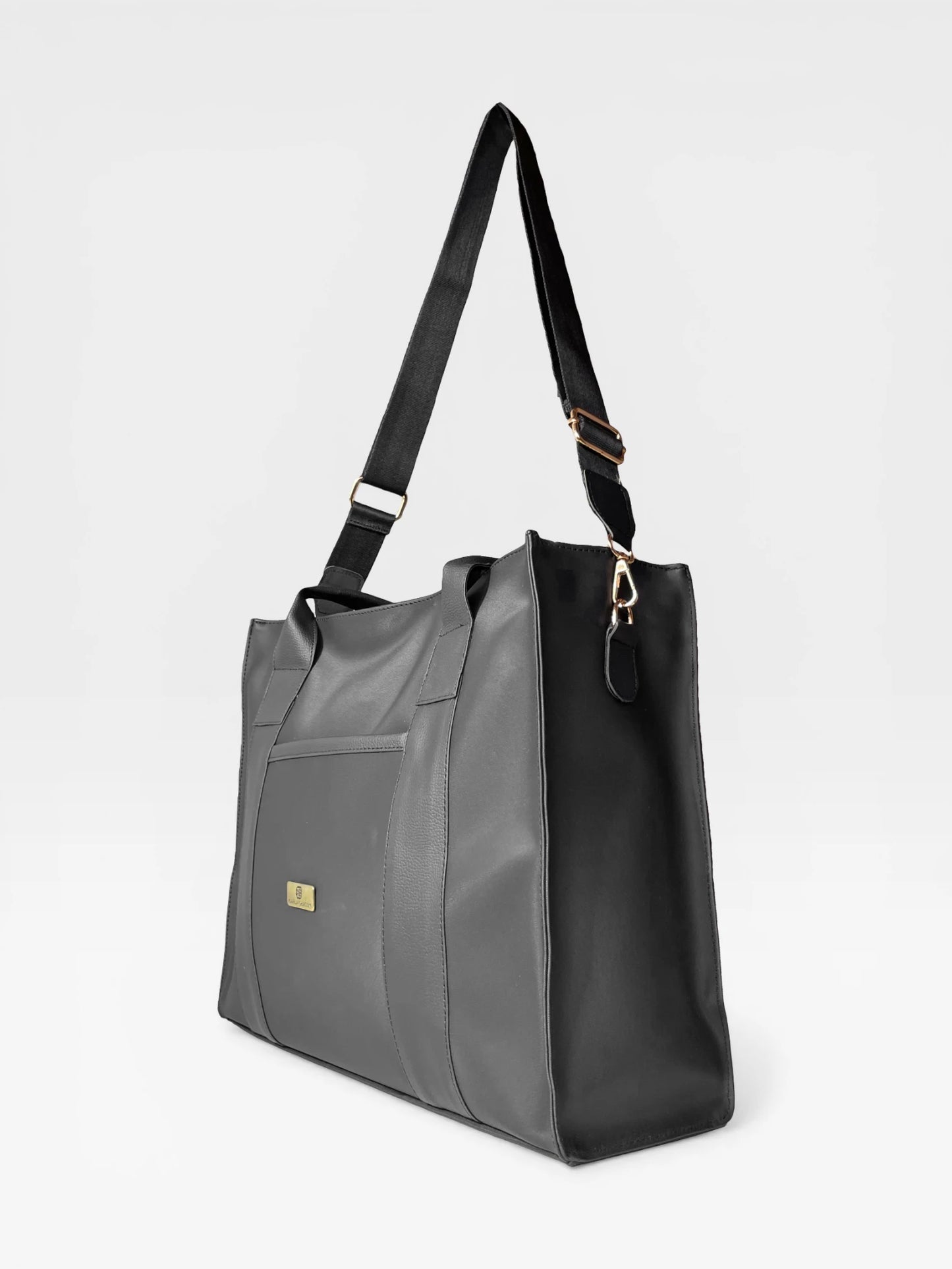 Bolso Cartera Shopper Tote Bag Con Strap Removible Color Negro (Laura)