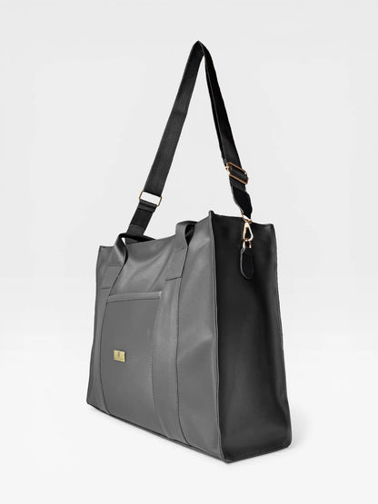 Bolso Cartera Shopper Tote Bag Con Strap Removible Color Negro (Laura)
