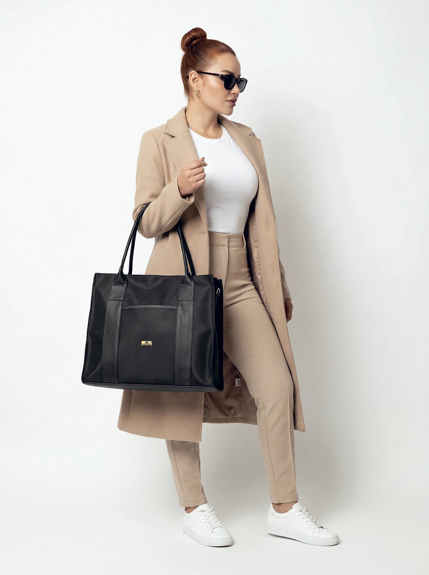 Bolso Cartera Shopper Tote Bag Con Strap Removible Color Negro (Laura)