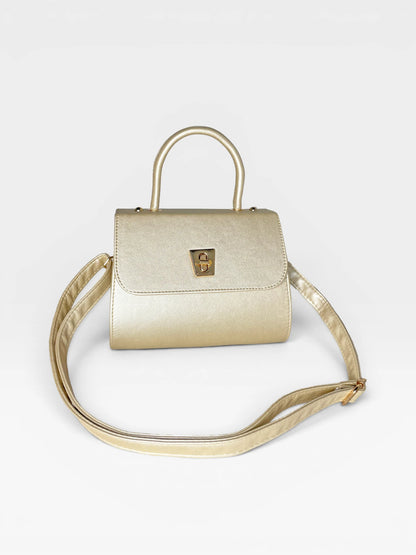 Bolso Bandolera Doble Asa - Nude, Negro y Dorado (Lexy)