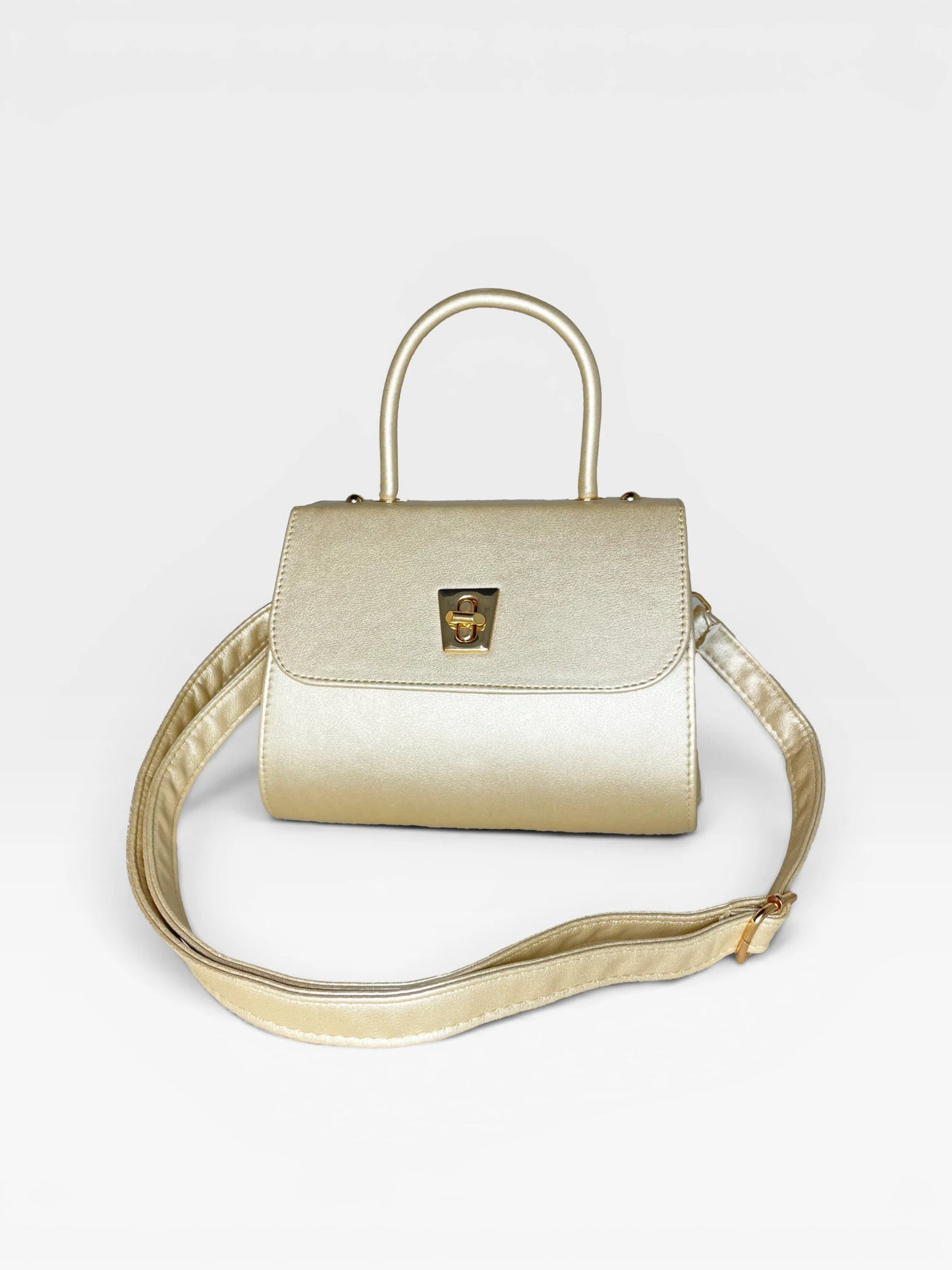 Bolso Bandolera Doble Asa - Nude, Negro y Dorado (Lexy)