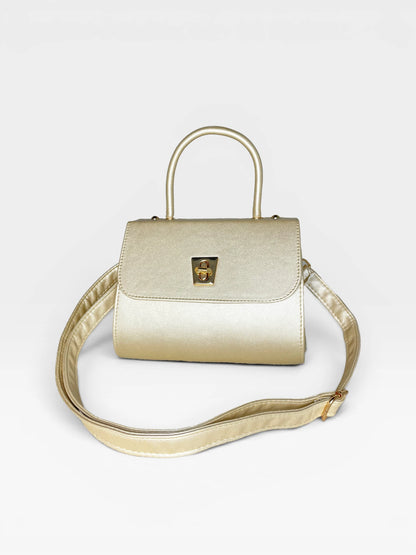 Bolso Bandolera Doble Asa - Nude, Negro y Dorado (Lexy)