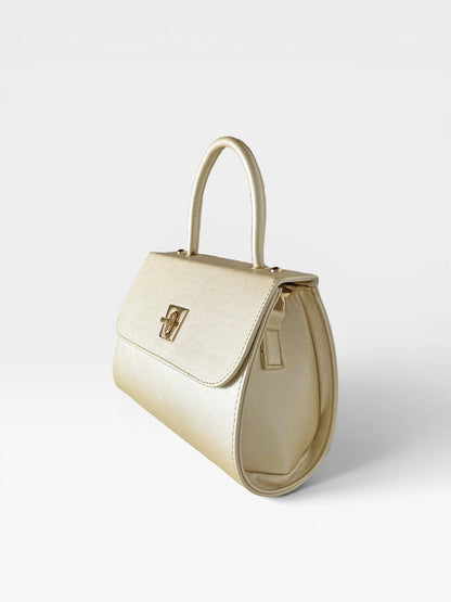 Bolso Bandolera Doble Asa - Nude, Negro y Dorado (Lexy)