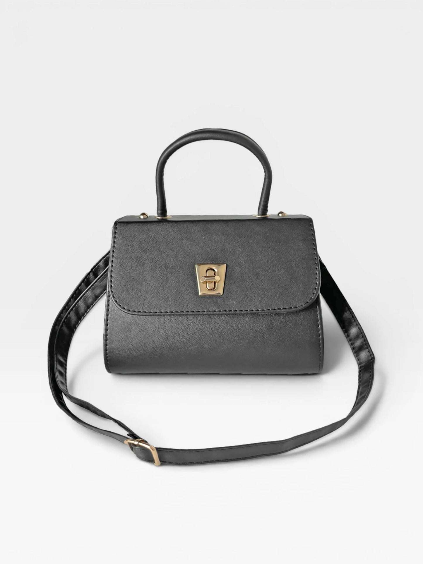 Bolso Bandolera Doble Asa - Nude, Negro y Dorado (Lexy)