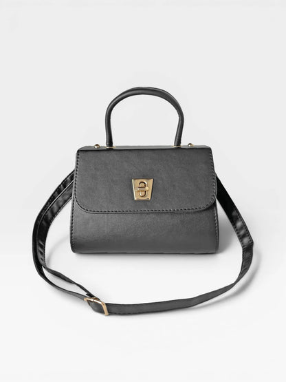 Bolso Bandolera Doble Asa - Nude, Negro y Dorado (Lexy)