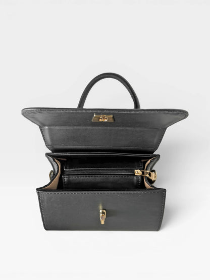 Bolso Bandolera Doble Asa - Nude, Negro y Dorado (Lexy)