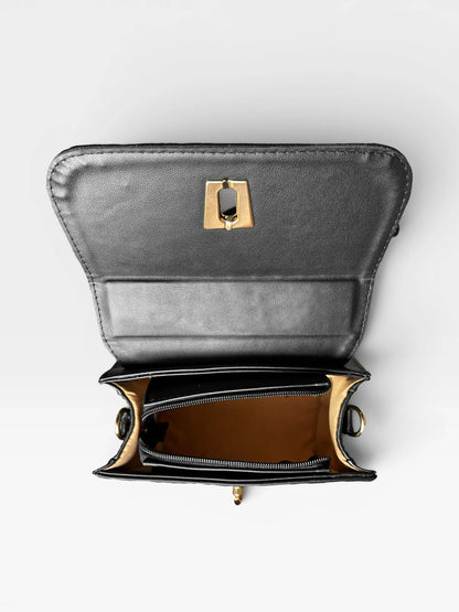 Bolso Bandolera Doble Asa - Nude, Negro y Dorado (Lexy)
