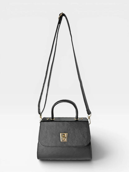 Bolso Bandolera Doble Asa - Nude, Negro y Dorado (Lexy)