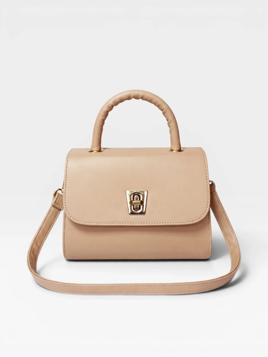 Bolso Bandolera Doble Asa - Nude, Negro y Dorado (Lexy)