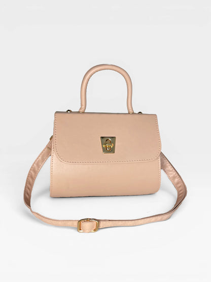 Bolso Bandolera Doble Asa - Nude, Negro y Dorado (Lexy)