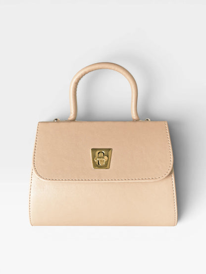 Bolso Bandolera Doble Asa - Nude, Negro y Dorado (Lexy)