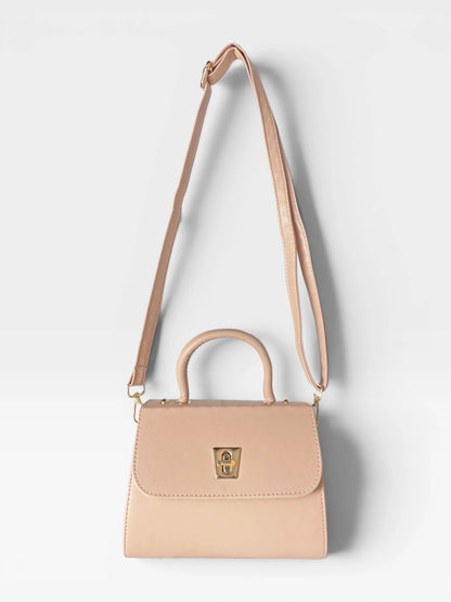 Bolso Bandolera Doble Asa - Nude, Negro y Dorado (Lexy)