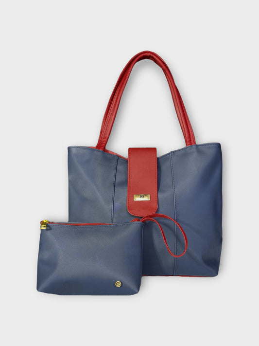 Bolso Tote con Cosmetiquera a Juego — Line Azul