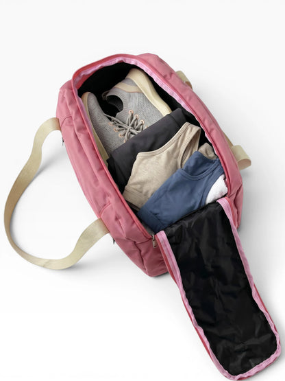 Bolso deportivo tipo duffle para gym o viaje - Rosa y Negro (Lois)