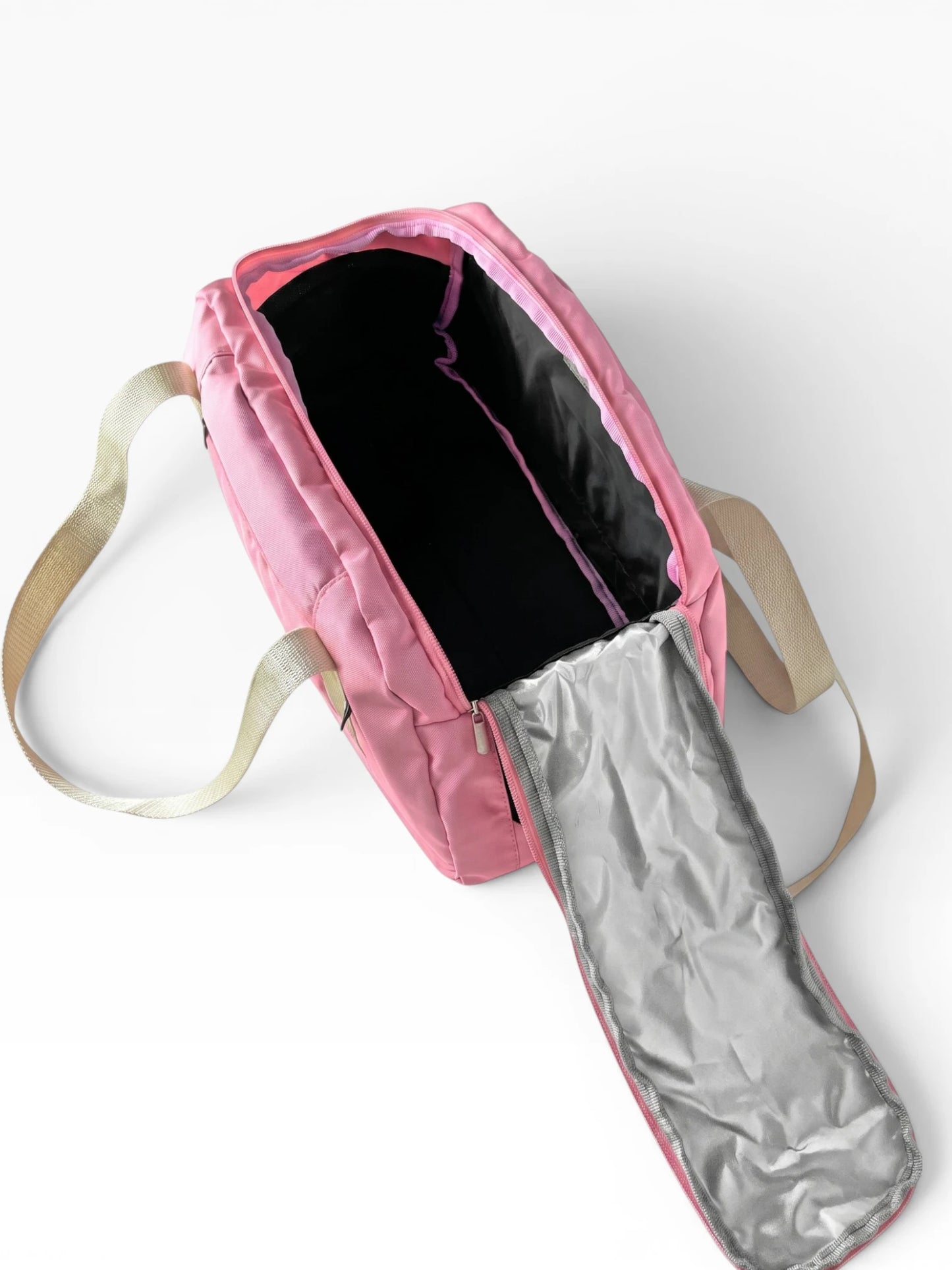Bolso deportivo tipo duffle para gym o viaje - Rosa y Negro (Lois)