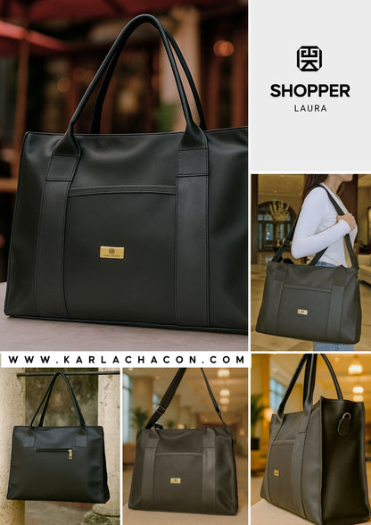 Shopper Laura Negro + Envío Gratis
