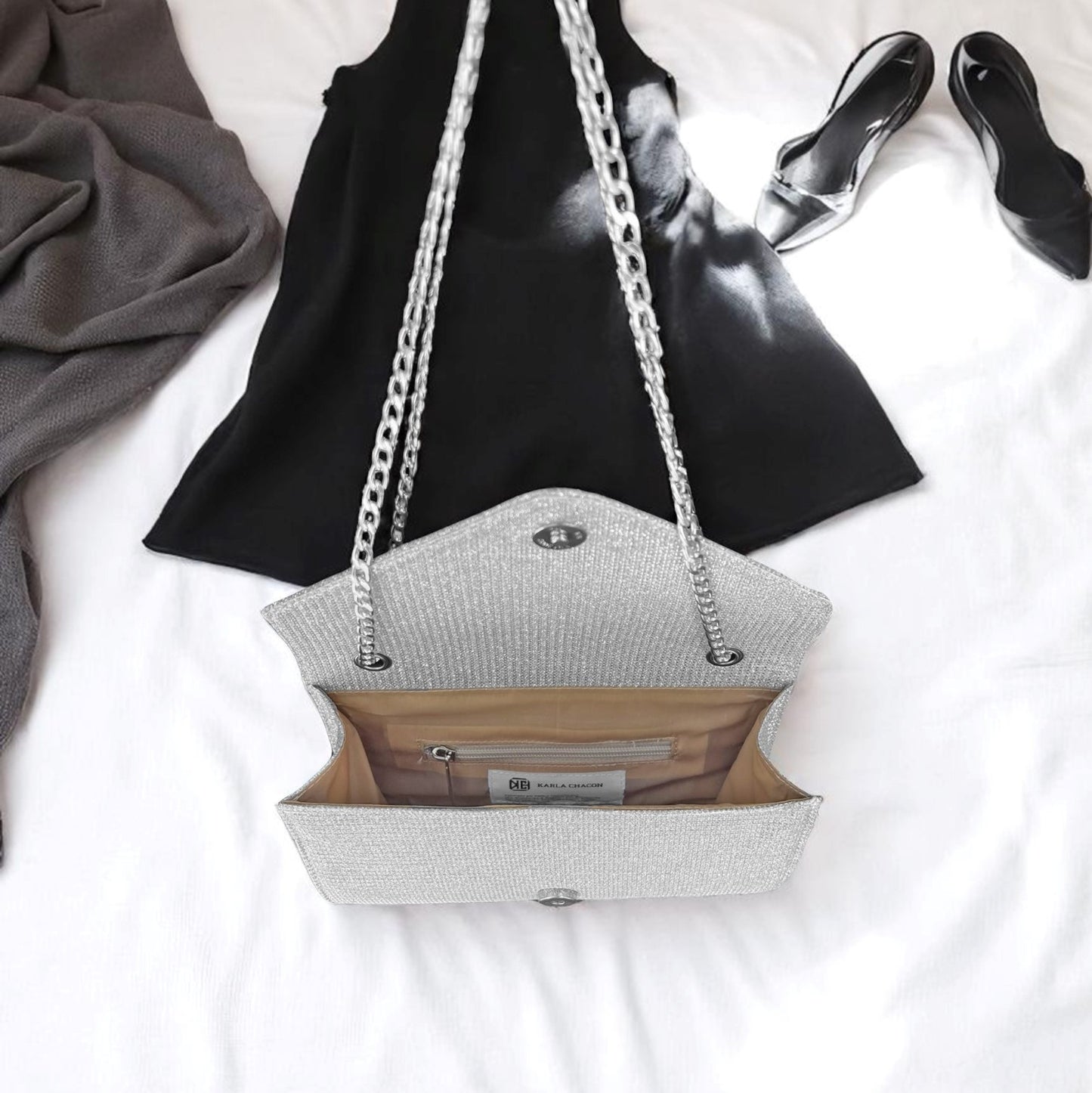Bolso Clutch de Fiesta Maite Plateado