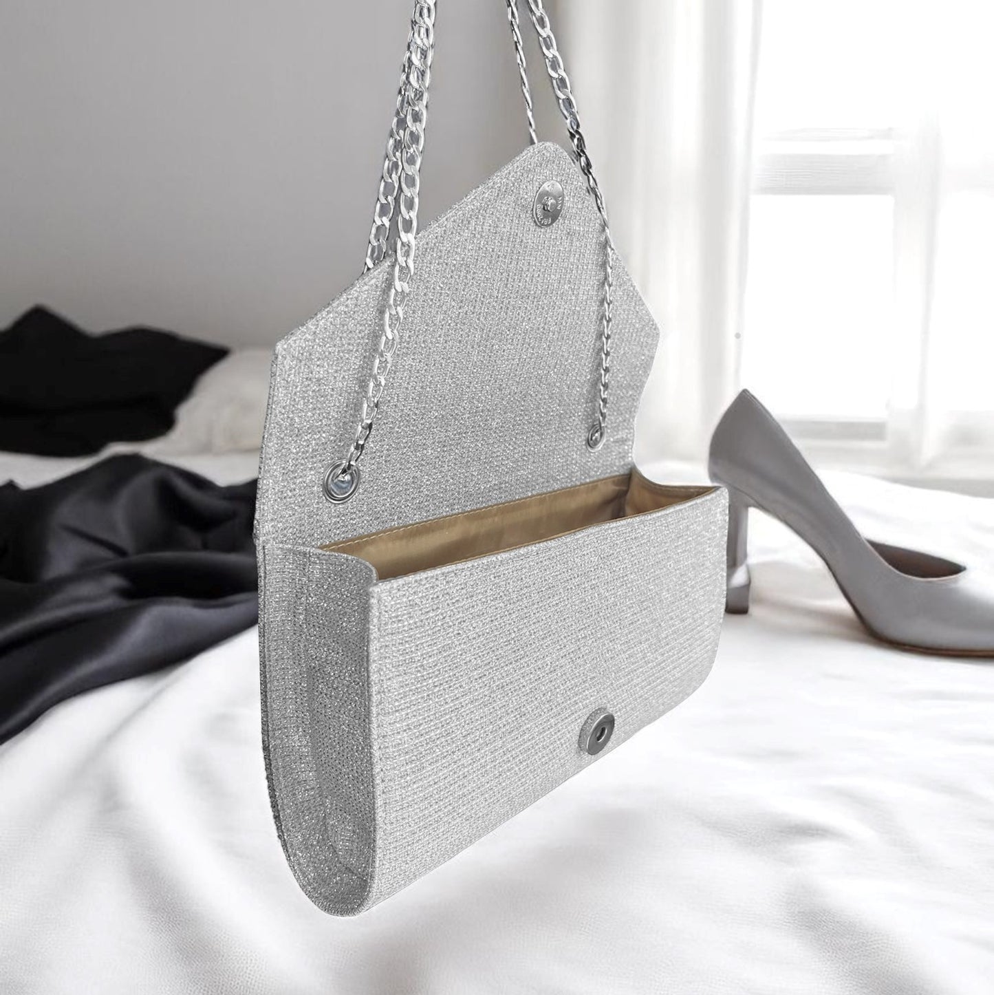 Bolso Clutch de Fiesta Maite Plateado