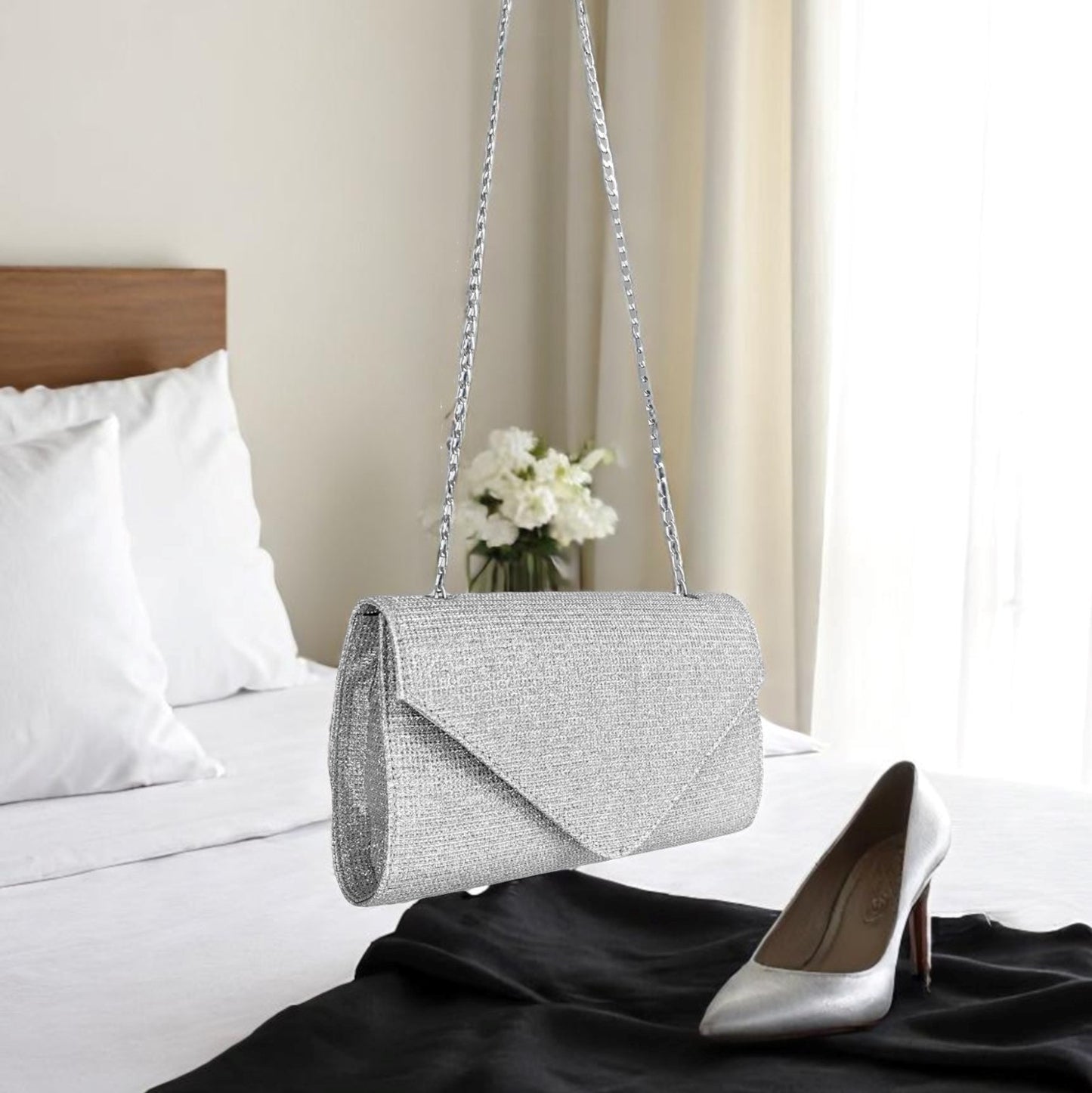 Bolso Clutch de Fiesta Maite Plateado
