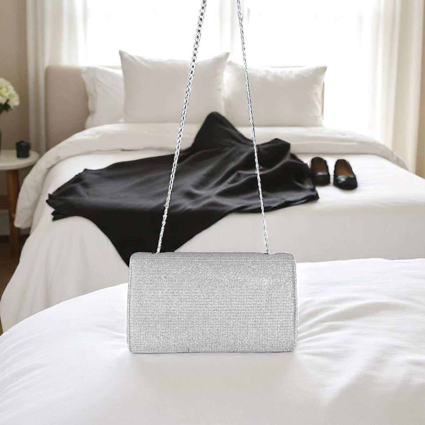 Bolso Clutch de Fiesta Maite Plateado
