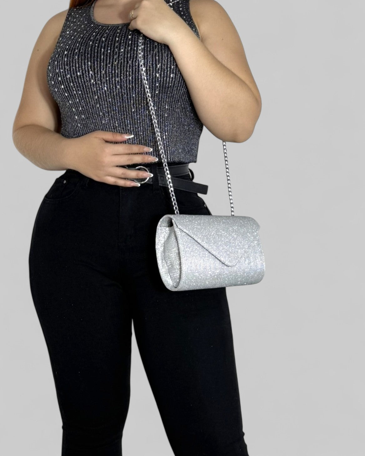 Bolso Clutch de Fiesta Maite Plateado