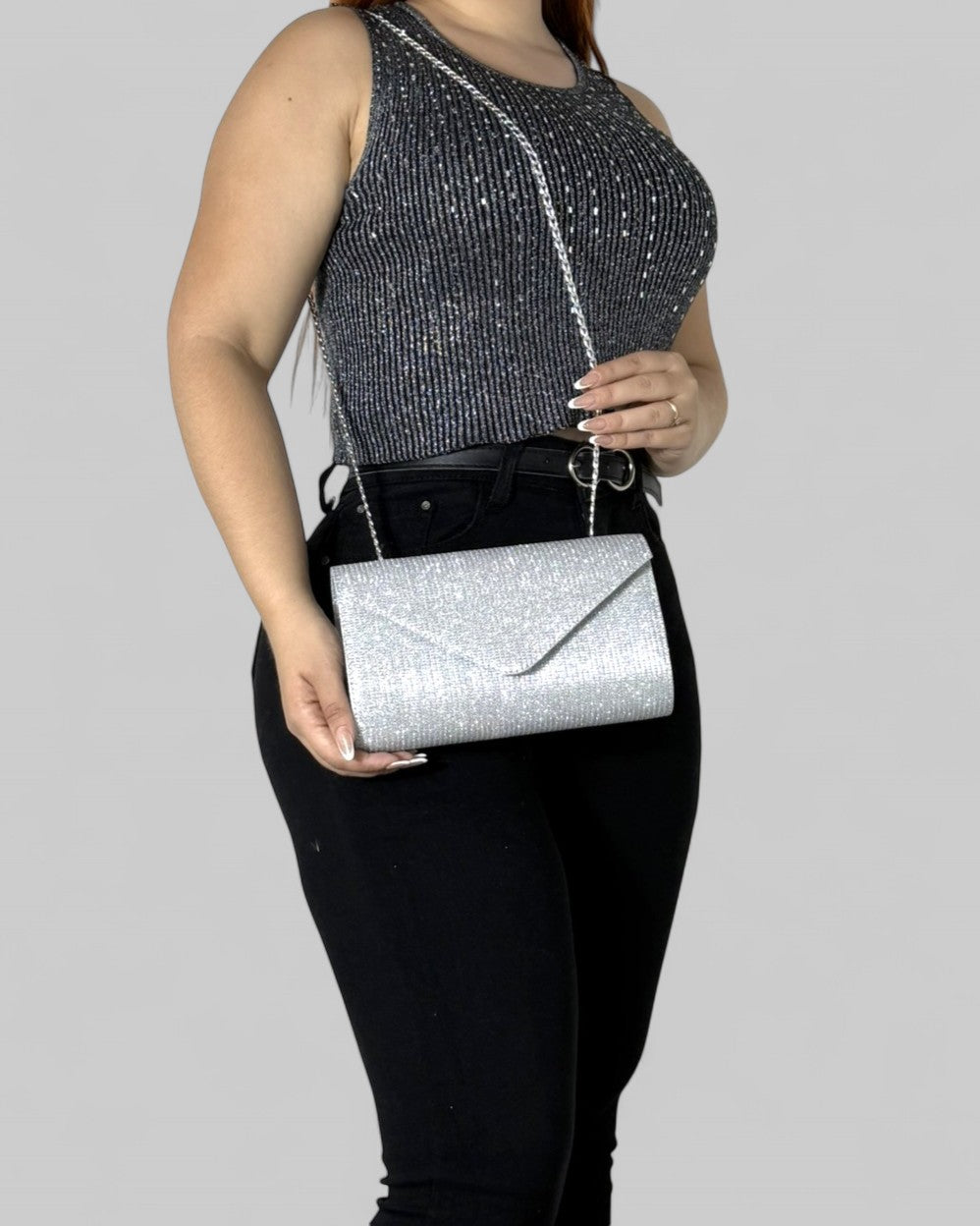 Bolso Clutch de Fiesta Maite Plateado