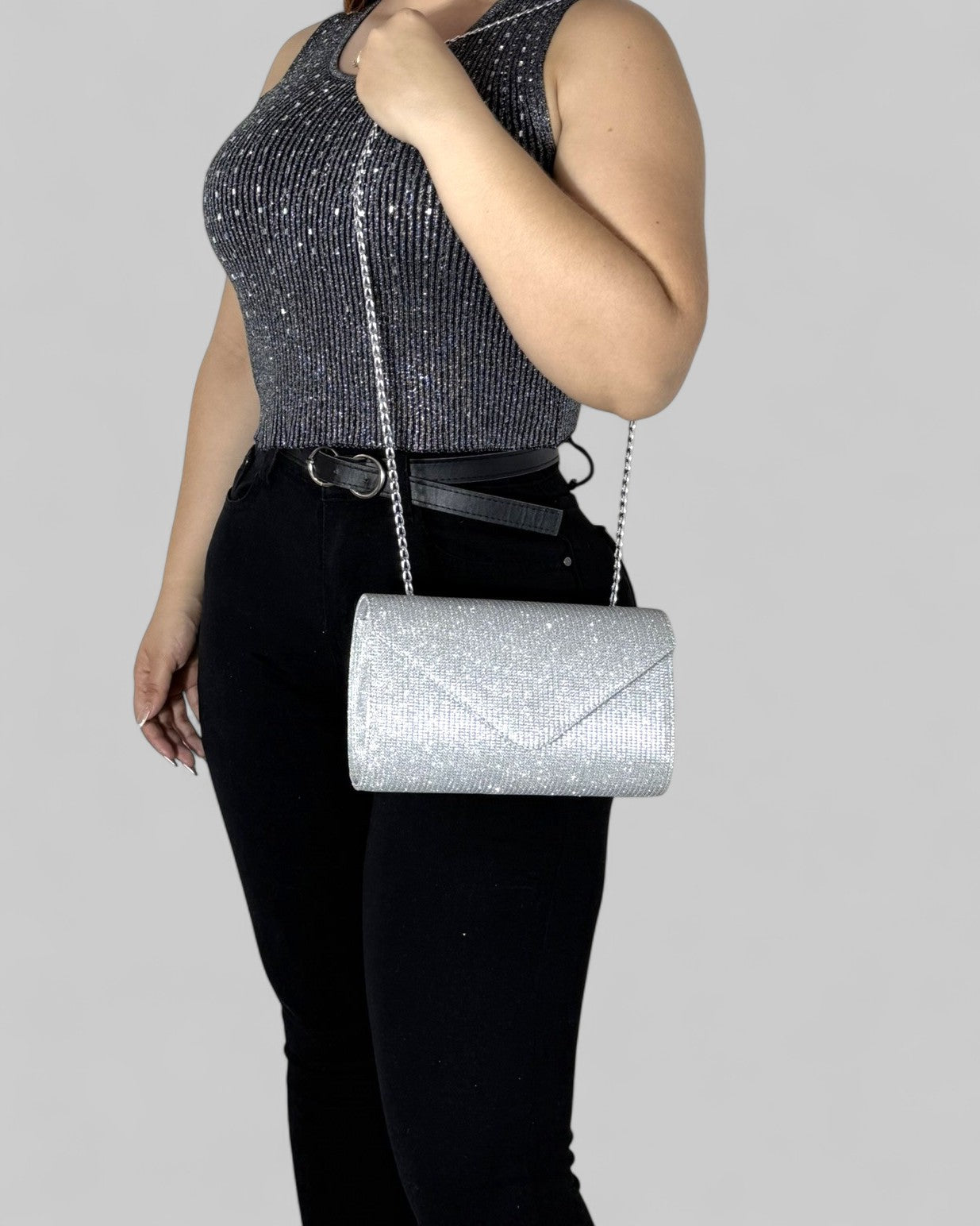 Bolso Clutch de Fiesta Maite Plateado