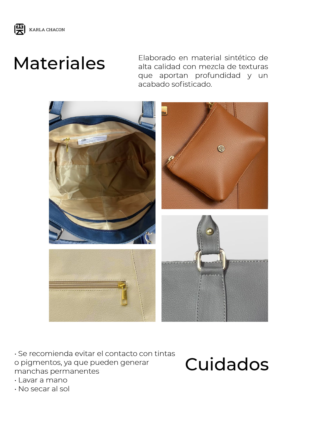 Bolso Cartera Tote con Monedero - Negro, Gris, Beige, Miel y Azul (Mila)