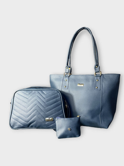 Set de tres piezas Combo Tote Mila + Manos libres Tini + Monedero