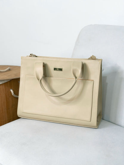 Bolso Maletín Para Carpetas y Portatil - Negro, Beige (Mona)