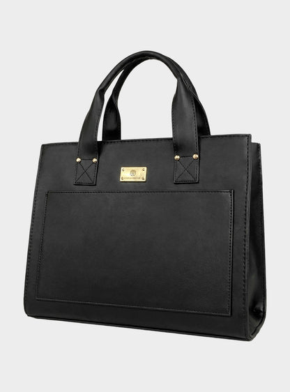 Bolso Maletín Para Carpetas y Portatil - Negro, Beige (Mona)