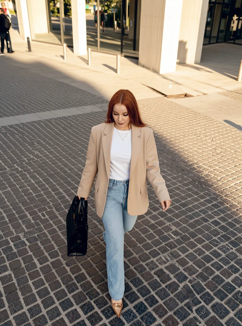 Bolso Maletín Para Carpetas y Portatil - Negro, Beige (Mona)