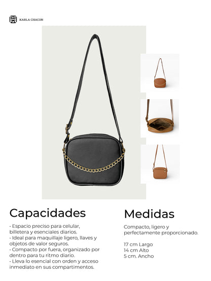 Bolso Bandolera Manos Libres Pequeño - Borgoña, Miel, Beige y Negro (Sade)