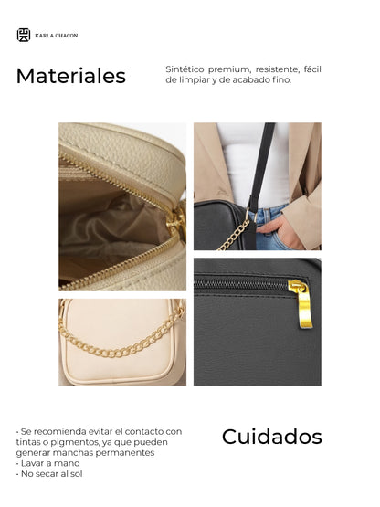 Bolso Bandolera Manos Libres Pequeño - Borgoña, Miel, Beige y Negro (Sade)