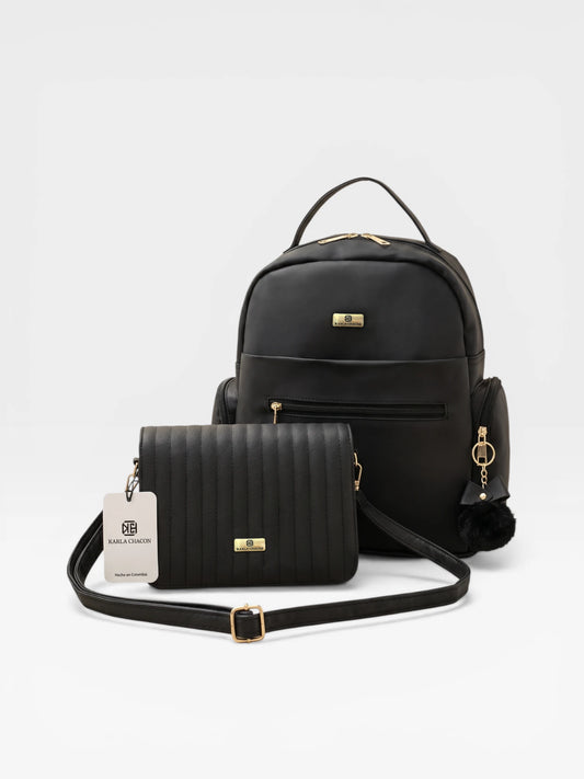 Set de Dos piezas Combo Morral Estructurado Mediano + Bandolera Manos Libres (Naty-Baru)