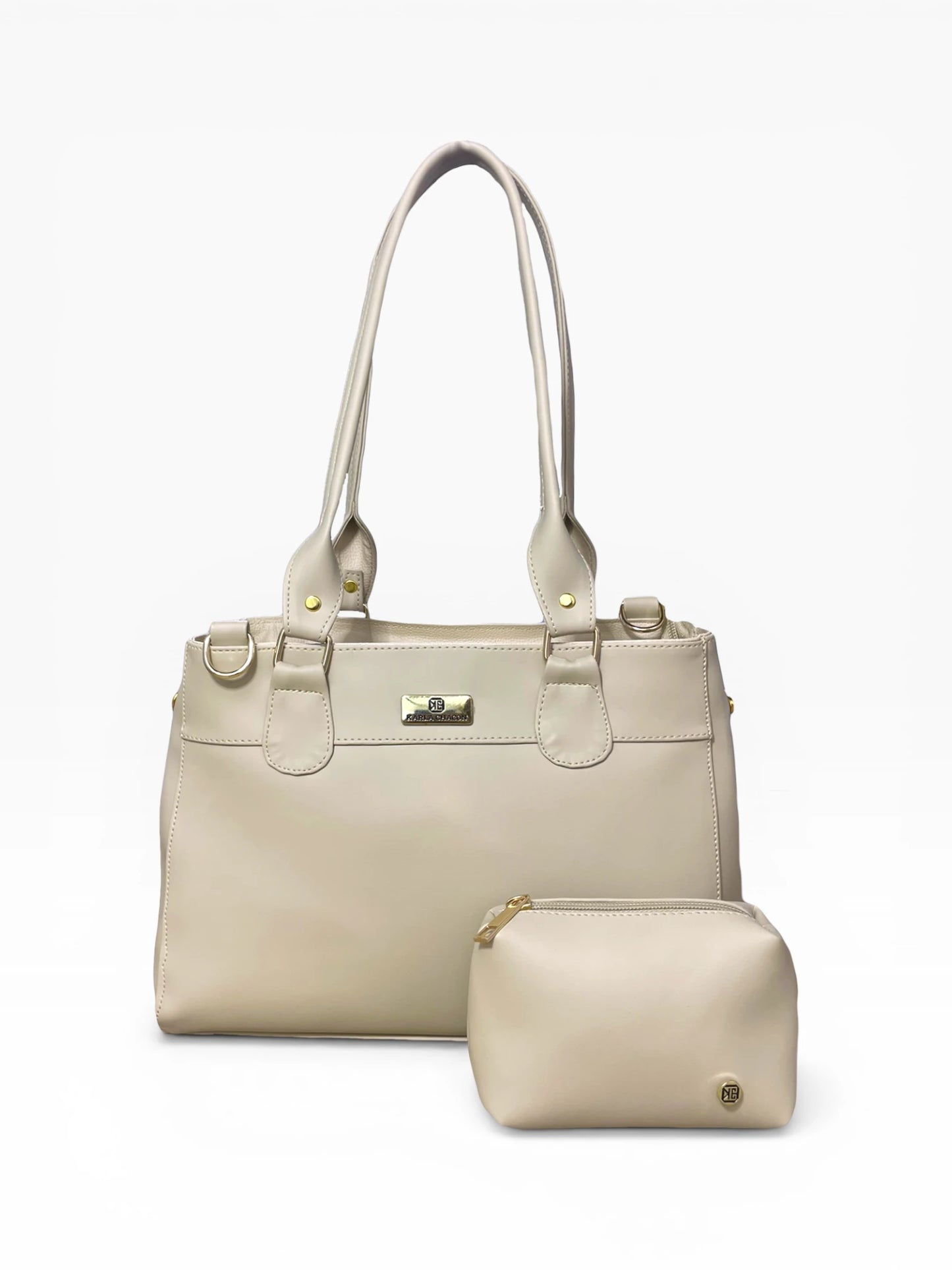 Bolso Doble Uso Con Strap Removible - Negro y Beige (Naza)