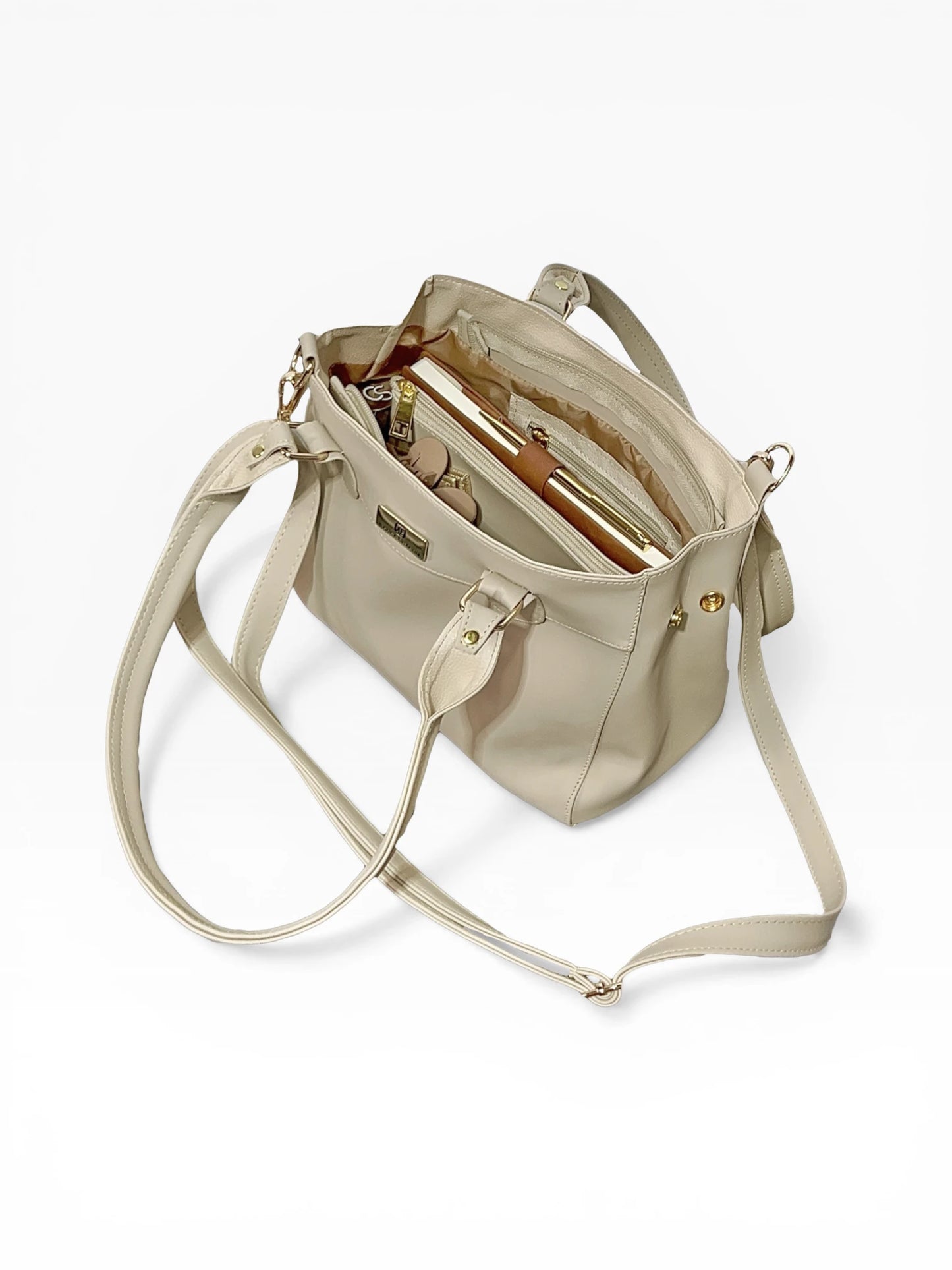 Bolso Doble Uso Con Strap Removible - Negro y Beige (Naza)