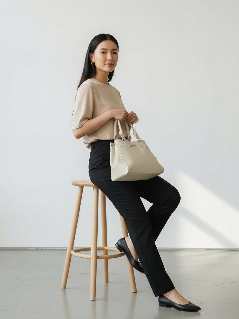 Bolso Naza Negro y Beige