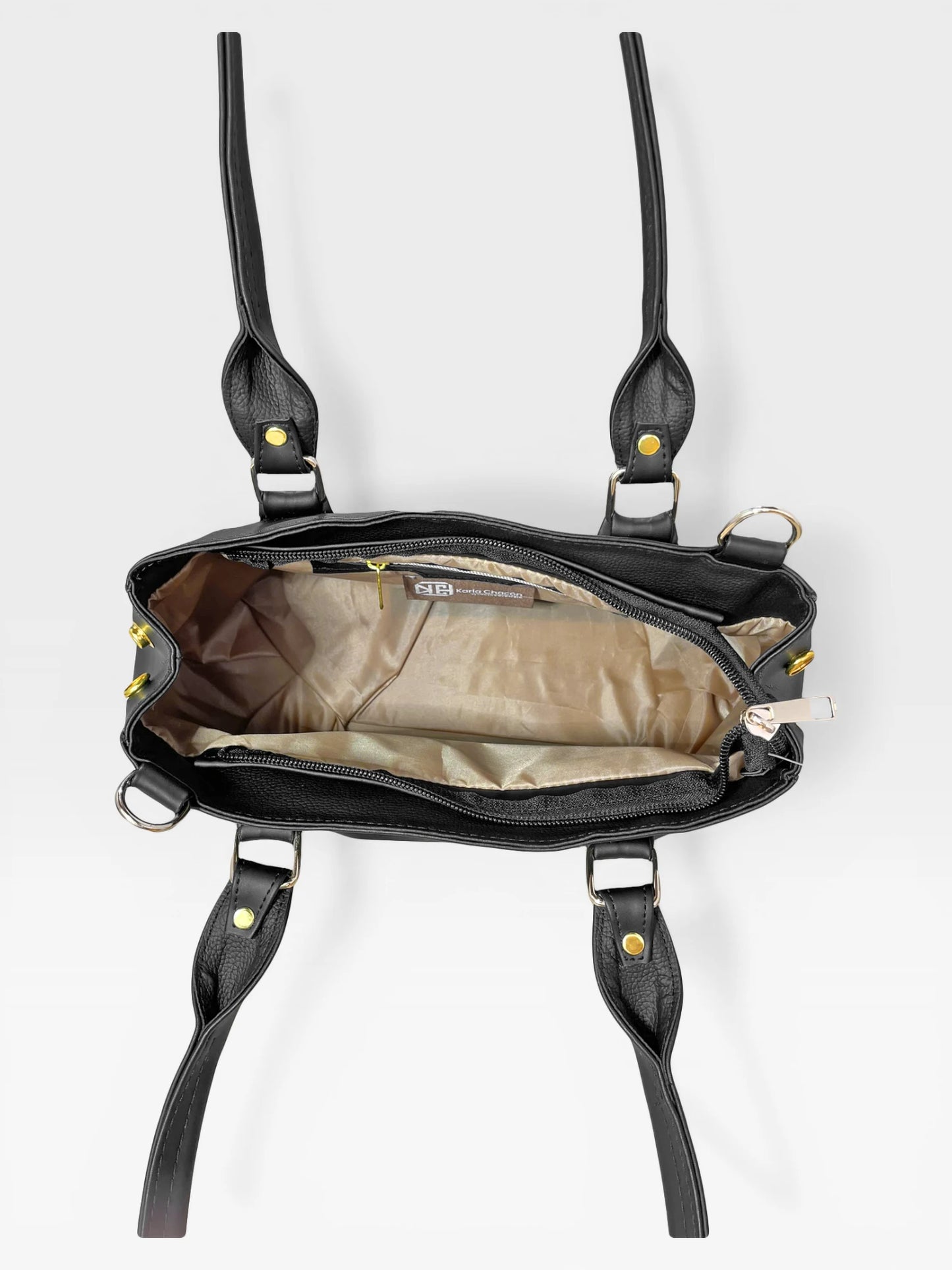 Bolso Doble Uso Con Strap Removible - Negro y Beige (Naza)