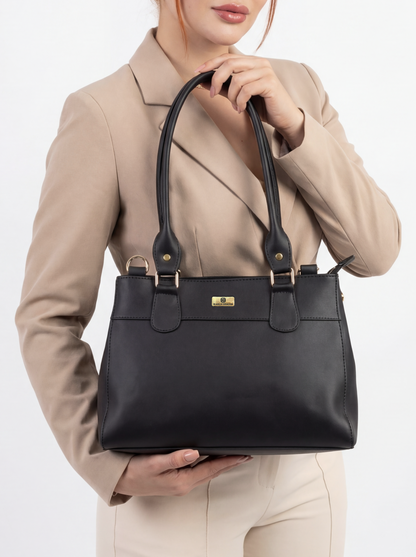 Bolso Doble Uso Con Strap Removible - Negro y Beige (Naza)