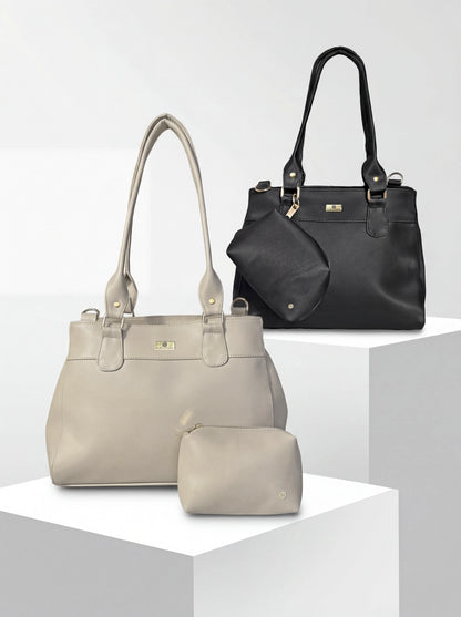 Bolso Doble Uso Con Strap Removible - Negro y Beige (Naza)