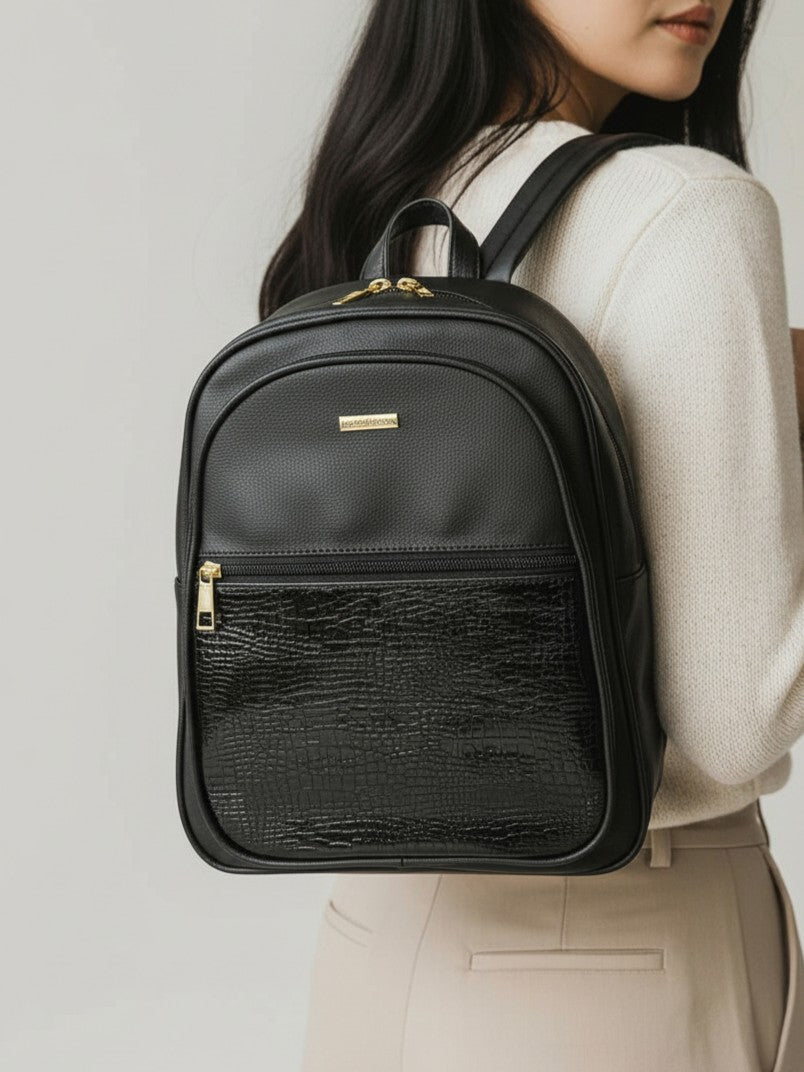 Morral Casual Nely - Negro y Beige