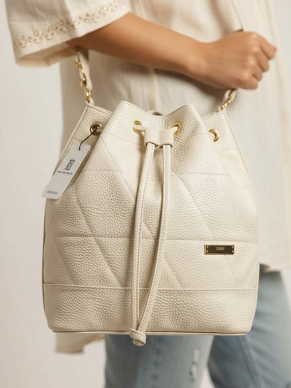 Bolso Bucket Bag Nena - Beige y Negro